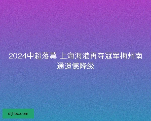 2024中超落幕 上海海港再夺冠军梅州南通遗憾降级